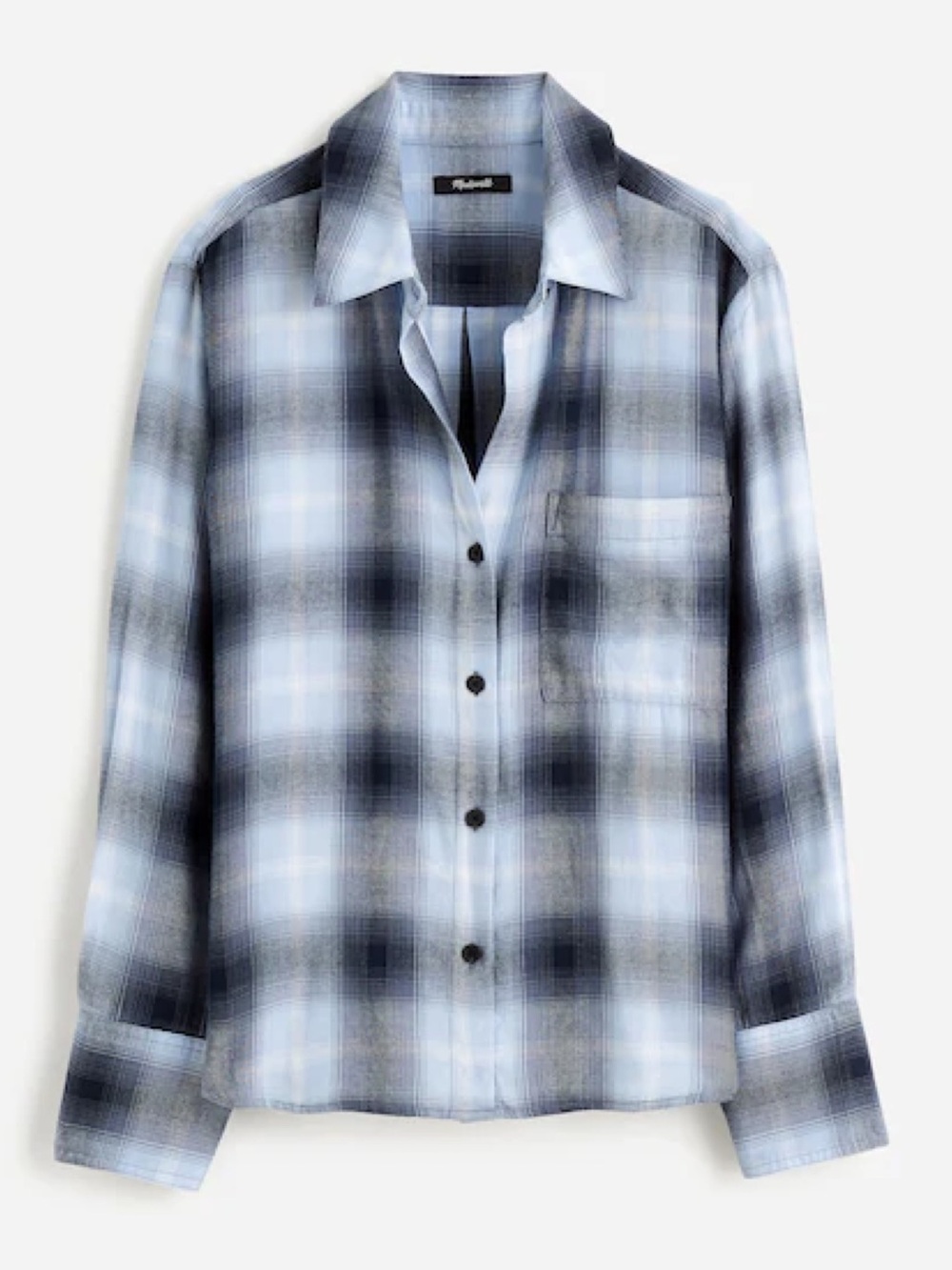 Madewell Easy Y-Neck Button-Up Shirt Size S EUC in Deep Indigo Flannel Comfy - Picture 2 of 15